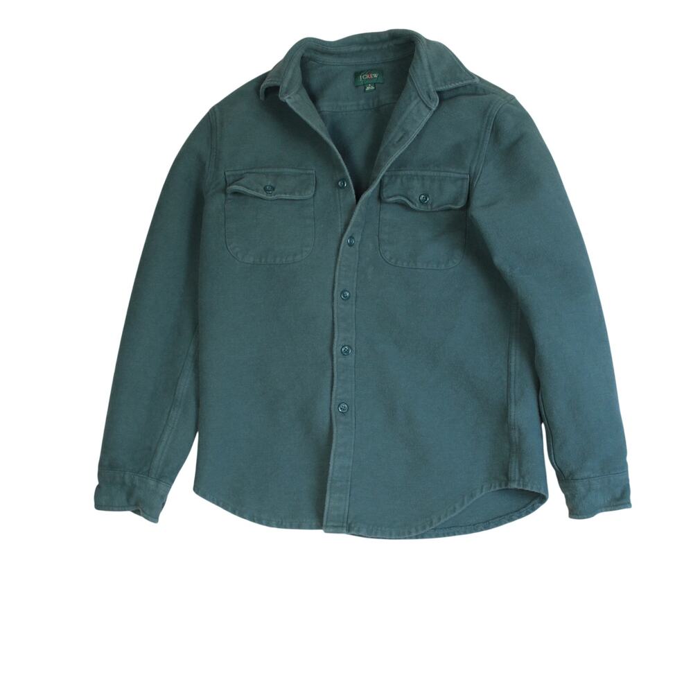 J Crew Oarsman Heavyweight Chamois Shirt Mens Small Green Utility Outdoor